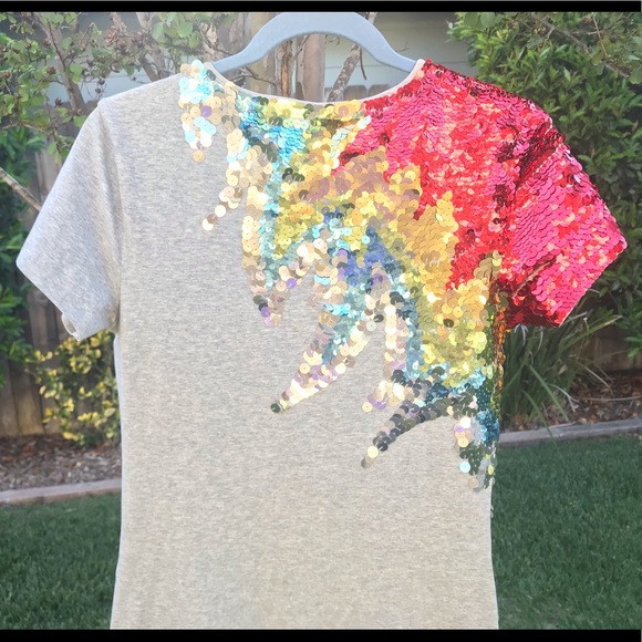 McQ by Alexander Gray Sequin T-shirt Dress - Picture 2 of 6